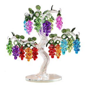 Crystal Grape Tree med 18 12 8 6 druvor Fengshui Craft Home Decor Figurer Julårsgåvor Souvenirer Ornament 240322