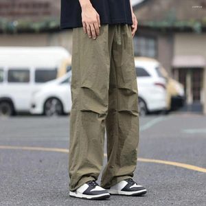 Calças masculinas homens sweatpants cordão carga com cintura elástica vários bolsos respirável tecido elegante streetwear para diário