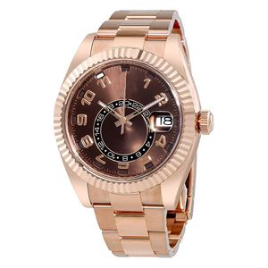 Classic Men's Automatic Mechanical Watch 18K Rose Gold Dual Time Calendar Watch 42 mm