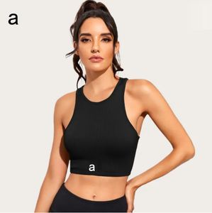 Ai0ll wyrównaj top zbiornik u biustonosz joga strój kobiety Summer Sexy T Shirt Solid Crop Tops Bez rękawów kamizelka mody szwana żebrowana aerograf prawdziwa bogi