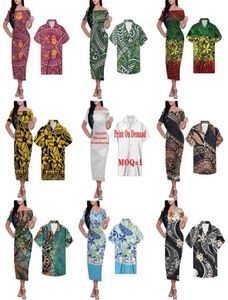 Lässige Kleider HYCOOL Polynesian Silver Tribal für Frauen Party Tattoos Print Plus Size Paar Kleidung Samoan Kleid Passende Männer S5030359