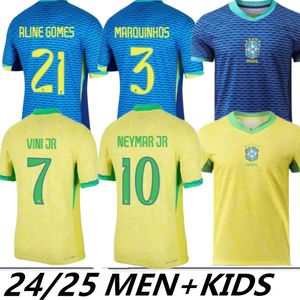 2024 Brazylijskie koszulki piłkarskie Neymar Jr Vini Jr Camiseta de futbol Paqueta Raphinha 22 24 koszulka piłkarska Maillots Marquinhos Brasil Richarlison Men Kids