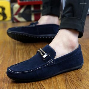 Casual Shoes Men Suede Leather Bowtie Solid Color Slip On Loafers European Sell Driving Moccasins