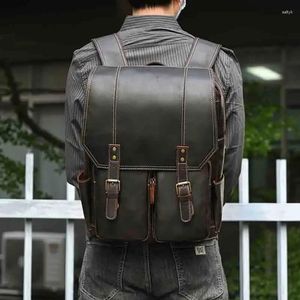 Mochila de couro de vaca real homens luxo negócios laptop bagpack para saco de escola masculino viagem daypack masculino