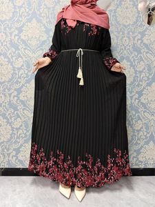 Ubranie etniczne 2024 Najnowsze muzułmańskie kobiety długie szyfonowe sukienki materiałowe