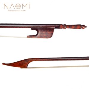 Guitar Naomi Professional 4/4 Violin/Fiddle Bow Baroque Style Snakewood Stick Natural Mongolia Horsehair Durable Use
