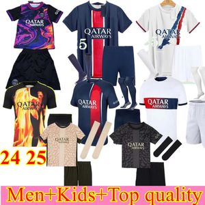 24 25 Paris Mbappe Soccer Jerseys Maillot de Foot Marquinhos Verratti Fjärde 2024 Sergio Ramos 4th Psges Homme Men Kids Sets Football Shirt