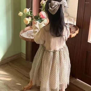 Vestidos de menina primavera vestido infantil arco elegante e bonito princesa menina fio para meninas roupas