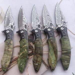 Quality Folding Knife ball bearing knife Damascus blade with Stabilized Wood handle Camping Hunting Fishing Survival Outdoor Pocket Tool