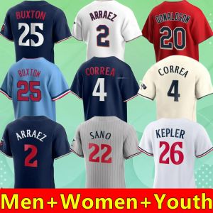 2024 Custom Byron Buxton Jersey Luis Arraez Jose Miranda Carlos Correa Max Kepler Gary Sanchez Gio Urshela Nick Gordon Jorge Polanco Miguel Sanny Grey Baseball