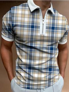 Herren Polos Mode Lose Reißverschluss Farbe Passende Kleidung Luxus Männliche T-shirts Top US Yards Sommer Neue Männer Polo Shirt Kurzarm L240320