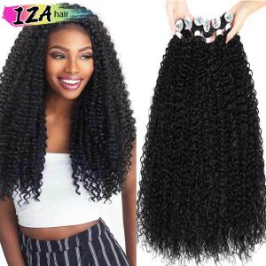 Плетение переплетения iza Curly Органические волосы длиной 70 см синтетические пучки Черные коричневые поддельные волосы для женщин.