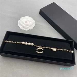 Charm Bracelets Women Designer Diamond Pearl Gold Plated Jewelry Simple225c