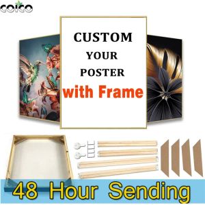 Calligraphy Custom Print Canvas Painting with Frame Customized Your Photo Poster Prints on Canvas Wall Art Pet Figure Landscape HD Pictures