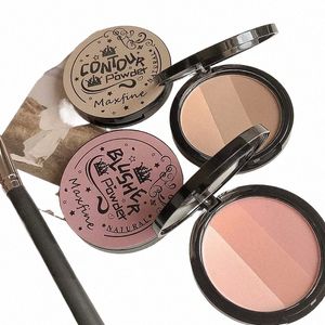 2/3 Color Brzer Highlighter Palette Face Matte Brown Coffee Ctour Shadow Powder Rose Pink Blush Highgloss Illuminator Makeup B2Wp#