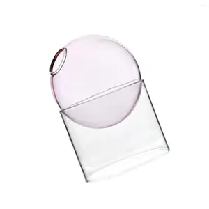 Vaser konst tydlig rund glas vas bordsskiva terrarium container knopp potten hem dekor rosa kort