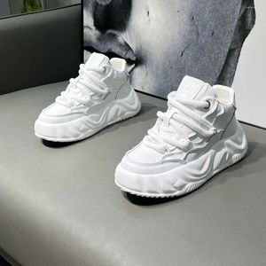 Casual Shoes Spring And Autumn 2024 Fashion Brand Thick Bottom Height Increasing Sports All-Matching Men's White