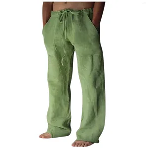 Pantaloni da uomo Pantaloni di lino per uomo Estate Casual Comodo Morbido Morbido per la casa Quotidiano Tendenza moda Tinta unita allentato con tasca