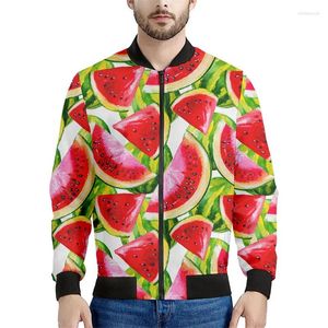 Men's Jackets In Cartoon Watermelon Jacket For Men Women 3d Printed Fruits Sweatshirts Tops Loose Zipper Long Sleeves Coats