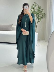 Roupas étnicas Eid Vestido Muçulmano para Mulheres Bat Manga Cetim Jalabiya Abaya Marrocos Vestidos de Festa Ramadan Kaftan Islam Dubai Árabe Longo Robe