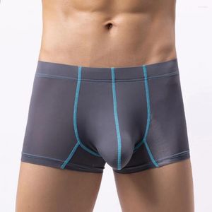 Unterhosen Herren Ultradünne Unterwäsche Boxershorts Eisseide Shorts Höschen Ausbuchtungsbeutel Schlafhose Calzoncillo Hombre