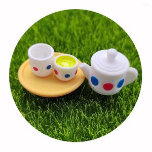 Dekorativa blommor 10/20Set Miniature Kettle Coffee Cup Harts Dollhouse Drinks Accessories Mini Set Simulation Toys For Doll House Decor