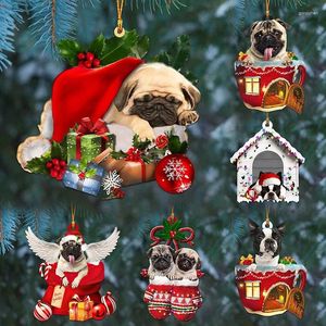 Декоративные статуэтки, рождественские подвески, милый мультфильм, спящая собака, вечерние автомобильные украшения для дома, елочные подвесные украшения, праздничные принадлежности