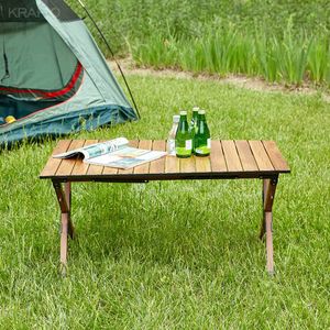 Camping Folding Outdoor Table Lightweight Aluminium Roll-Up Rectangular Table For Inhoor Outdoor Picnics Beach Backyard BBQ Party Party Patio