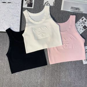 Italian Milan designer summer halter three-dimensional pattern knitted cotton sleeveless T-shirt vest letter embroidery luxury top ladies vest