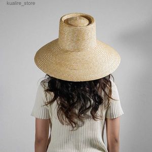 Wide Brim Hats Bucket Hats Sunshade hat fashion ring top straight hat outdoor travel versatile fisherman hat L240322