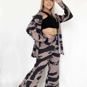 Tasarımcı CY9063 Kadın Moda Baskılı İlkbahar ve Sonbahar Pantolon TARTIGAN İki Parçalı Set
