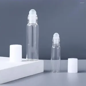 Lagringsflaskor Oljeflaskans ögonkräm med rull på kosmetisk påfyllningsbar behållare tom klar rullkall flaskglasrulle