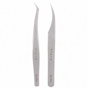 2pcs/set Eyel Extensi Tweezers L Applicator Tool Stainl Curved Straight For Eyel false Clip Makeup Nail Art Tool 312S#