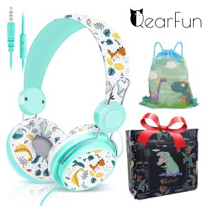 Cuffie/Auricolari Cuffie per bambini con microfono Auricolare stereo Cuffie per bambini con dinosauro cablate regolabili per ragazza Ragazzo Regalo Apprendimento online Ipad Iphone