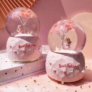 BOXE Crystal Ball Music Box Glass Christmas Otto Girls rotanti Decorazioni regalo per il compleanno per bambini per le amiche