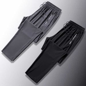 Ice Silk Pants for Mens Summer Thin Quick Drying Breathable Sports and Leisure Loose Oversized Air-conditioned