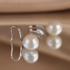 Orecchini pendenti barocchi 10-11 mm perle coltivate d'acqua dolce naturali matrimonio casual formale argento cerchio personalizzato minimalista ufficio tutti i giorni