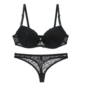 Calcinha Feminina Lingerie Feminina Conjunto de Renda com Tiras Transparente 80B (Preto)