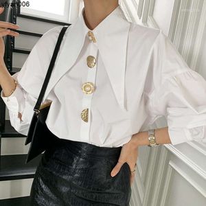Женские блузки, дизайнерские белые рубашки с весенними рукавами, топы с воротником вниз, топ Elegantn68q