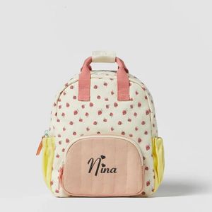 Stickerei Name Strawbreey Mädchen Schulrucksack Schultasche Laptop Büchertasche Isolierte Lunch-Einkaufstasche Geldbörse Teenager Jungen Kinder 240314