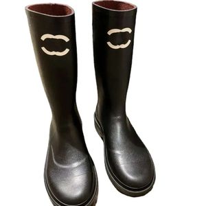 مع Box Box Square Toe Toe Womens Rain Boots الكعب الكثيف الكثيف الكاحل الكاحل Booist ممتازة الجودة شتاء المرأة الحذاء المطاط