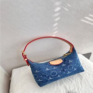 トップラグジュアリーハンドバッグデザイナーNew Denim Lunch Box Bag Women's Handbag Underarm Bag Makeup Bag Purse 19cm qrjxt