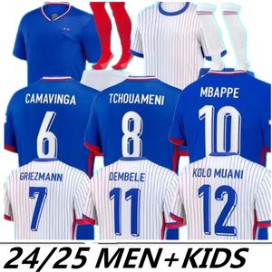 24/25 Euro Cup French Home Jersey MBAPPE Camisas de futebol DEMBELE COMAN SALIBA KANTE Maillot De Foot Equipe Maillots GRIEZMANN Crianças Homens Fãs Jogador Camisa de futebol S-4XL