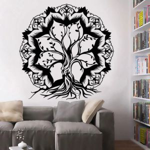 Stickers Lotus Flower Wall Decal Classroom Decor Abstract Tree Of Life Branches Vinyl Wall Stickers Bedroom Decoration Accessories Y907