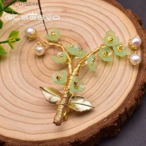 ピンブローチGlseevo Natural Pearl Resin Flower Handmade Tree Brooch for Women Party Beautiful Brooches Broche Femme Bijoux Jewelry GO0336 L240323