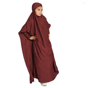 Etniska kläder eid barn hijab klänning jilbab islam muslimska kaftan mantel flicka i ett stycke bön khimar dubai kalkon abaya ramadan blygsam outfit