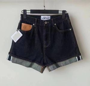 Jeans designer byxor delade benen täta capris smala fit denim shorts löst passande kvinnokläder broderade tryck