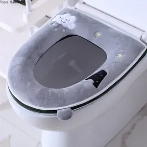 Toalettstolskydd Plush-täckmatta kan tvättas upprepade gånger med vattenbadrumstillbehör Vinter O-formad kudde