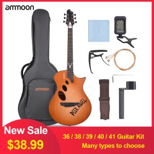Guitar ammoon 36/38/39/40/41 polegadas Kit de guitarra folk acústica Cutaway Kit de guitarra folk acústica com acessórios de guitarra Instrumentos musicais