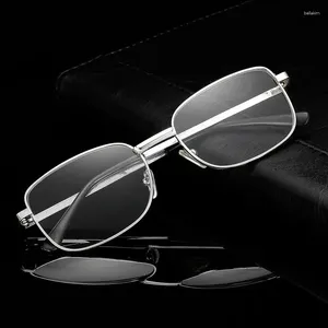 Solglasögon retro läsglasögon för män fyrkantig metallram verklig glaslins mens presbyopiska anti-skratta glasögon 0 till 4,0 gafas